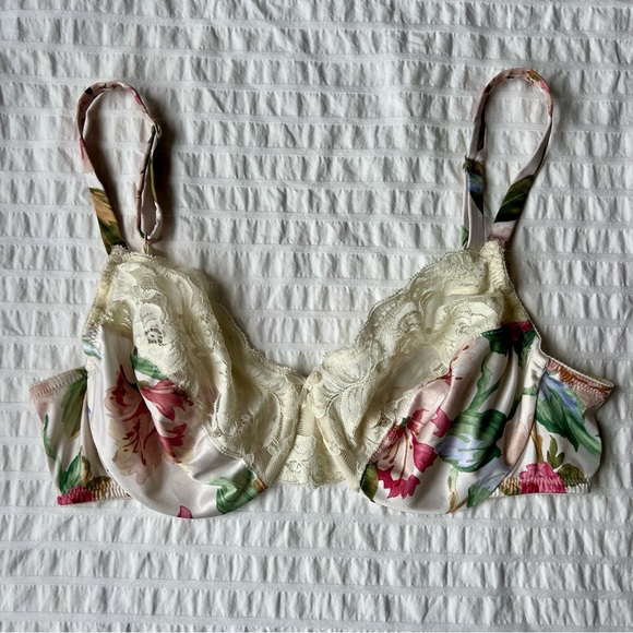 VTG 80s Victoria's Secret Gold Label Floral Unlined Bra, 36C - Picture 1 of 7